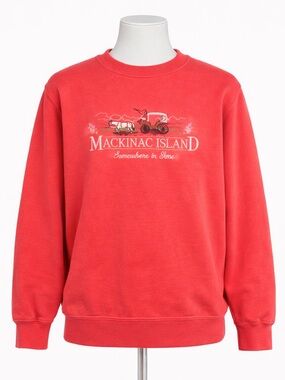 Mackinac Island Somewhere in Time Coral Crewneck Sweatshirt L